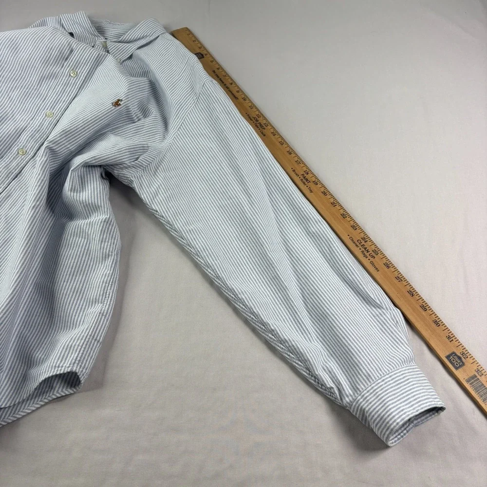 Polo Ralph Lauren Shirt Mens 2XB Big Blue Striped Flesh Pony Button Up